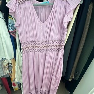 Elegant Lavender Ruffle Sleeve Dress